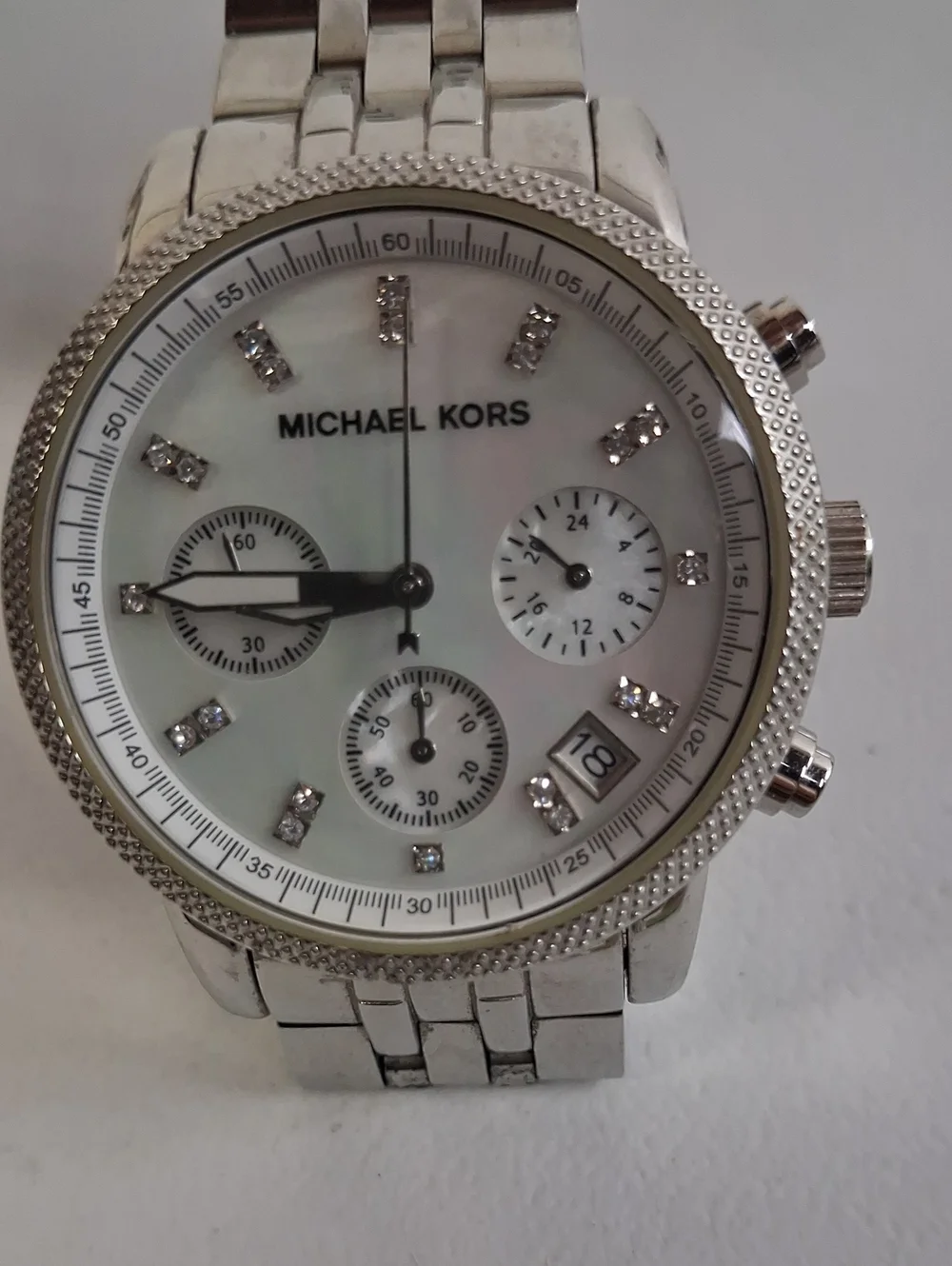 Michael Kors Ritz White Dial Silver Stainless Steel Strap Watch for Women